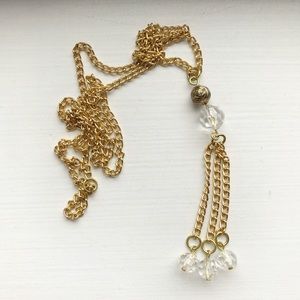 Boho gold beaded pullover tassel fringe necklace